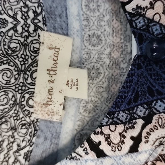 HEM & Thread striped blue sleeveless dress medium small - Picture 3 of 5